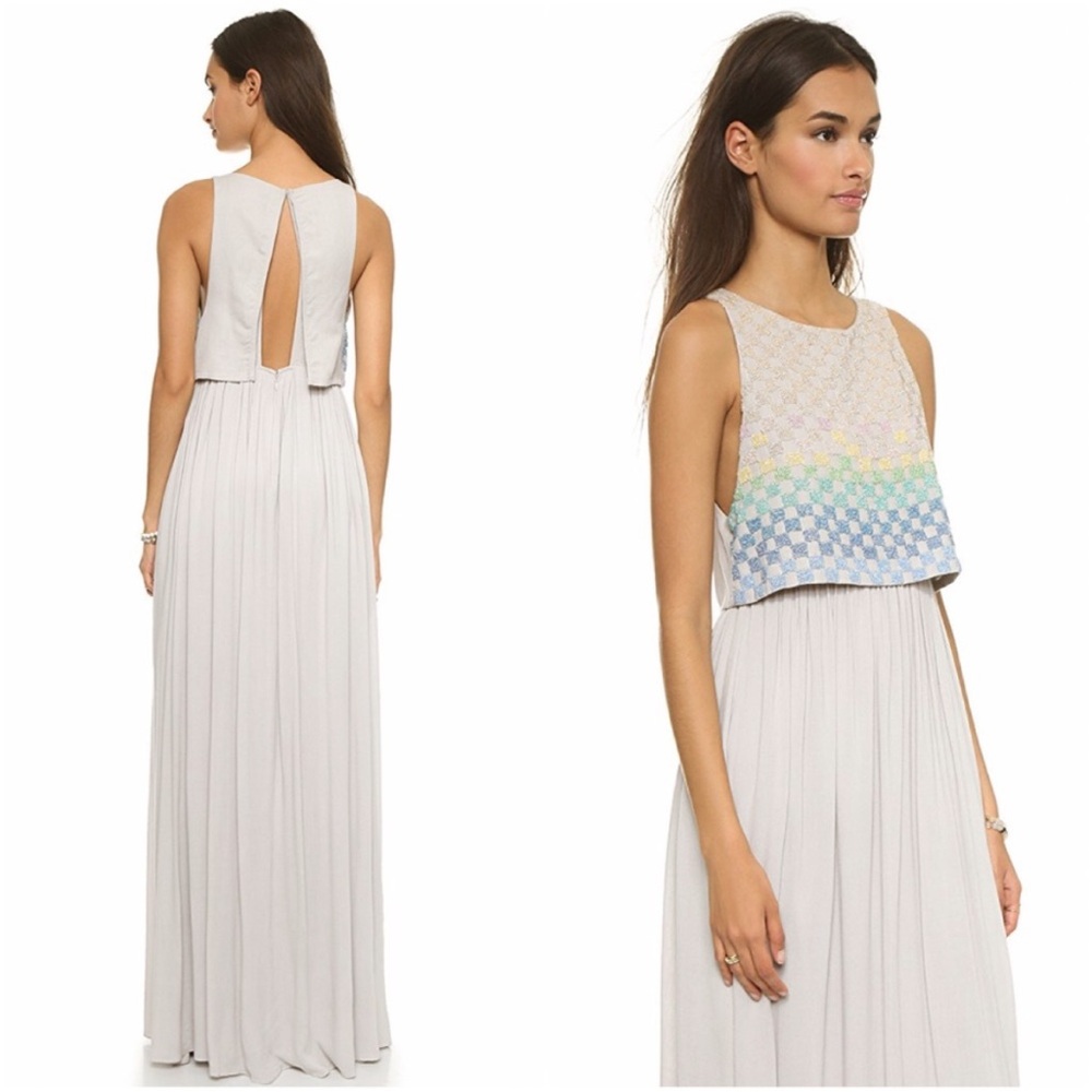 Mara Hoffman NWT Tan Linen Rainbow Beaded Maxi dress open back resort designer 4 - Picture 14 of 14